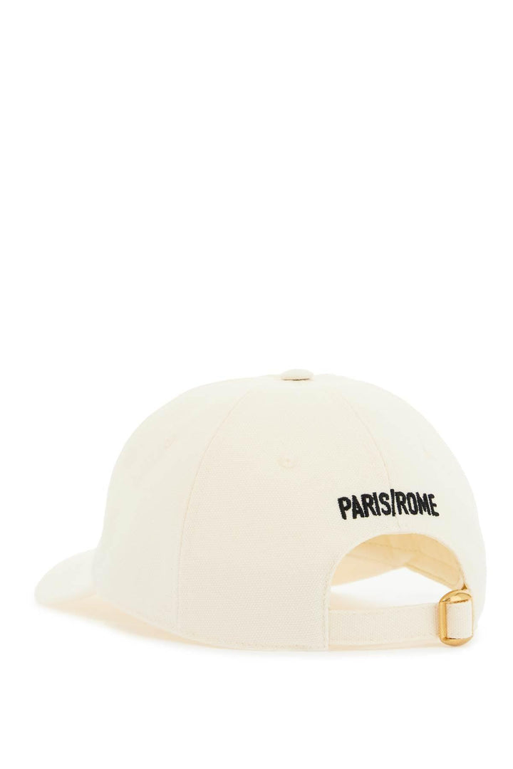 VALENTINO GARAVANI Ivory Cotton Adjustable Baseball Cap with Embroidered Logo - SleekGait