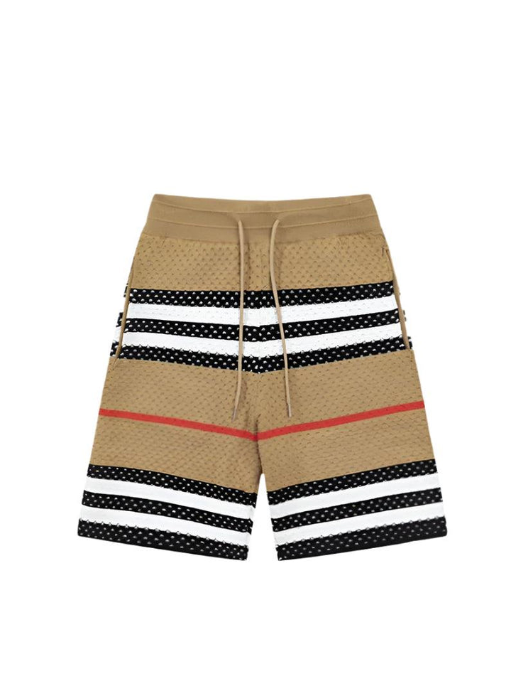 Burberry Men's Striped Cotton Knit Basketball Shorts 'Beige' - SleekGait