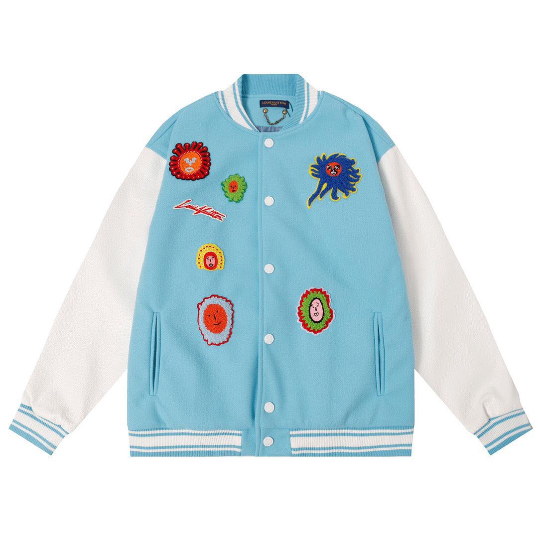 Louis Vuitton LV x YK Embroidered Faces Varsity Blouson 'South sea' - SleekGait