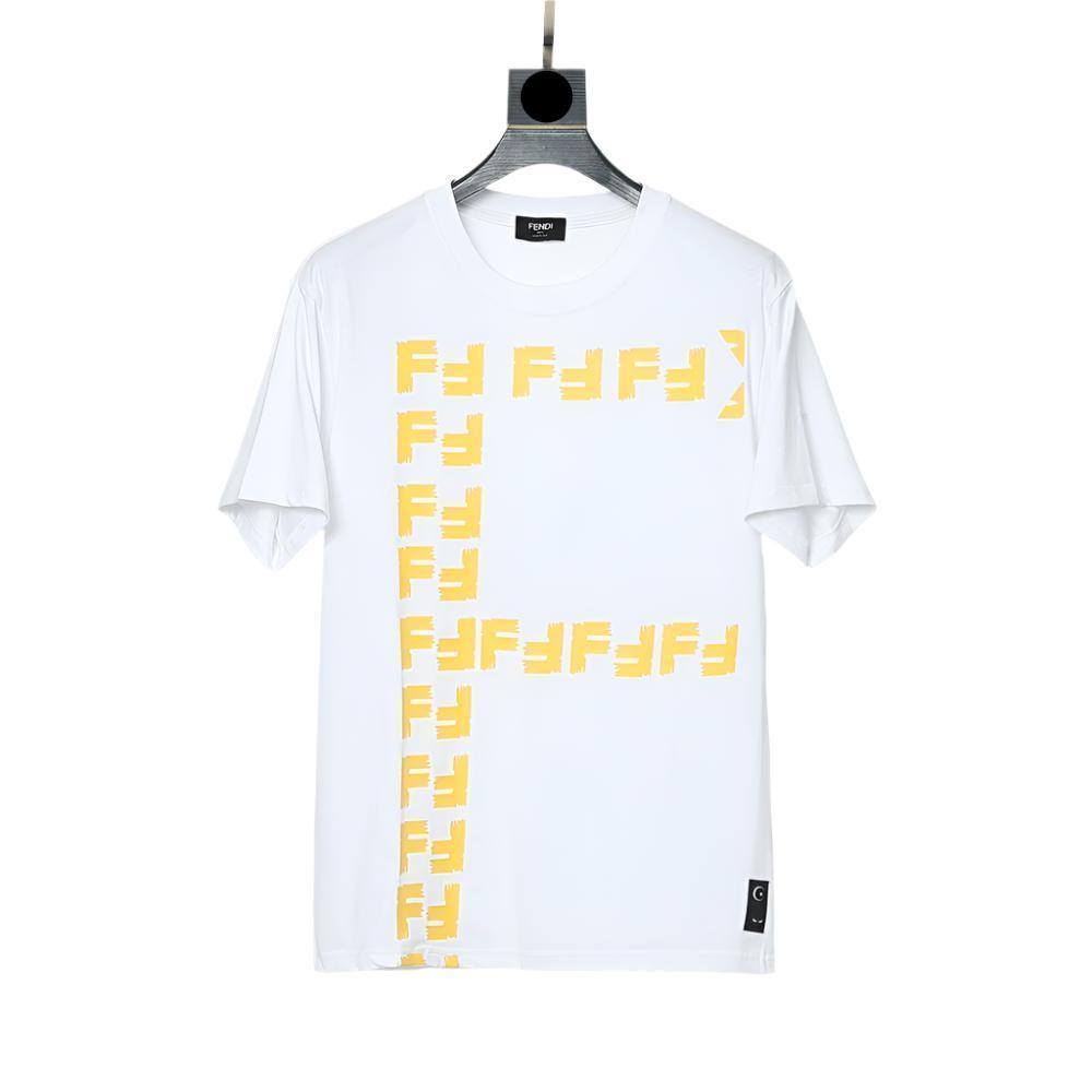 Fendi T-Shirt without Collar 'White-Yellow' - SleekGait