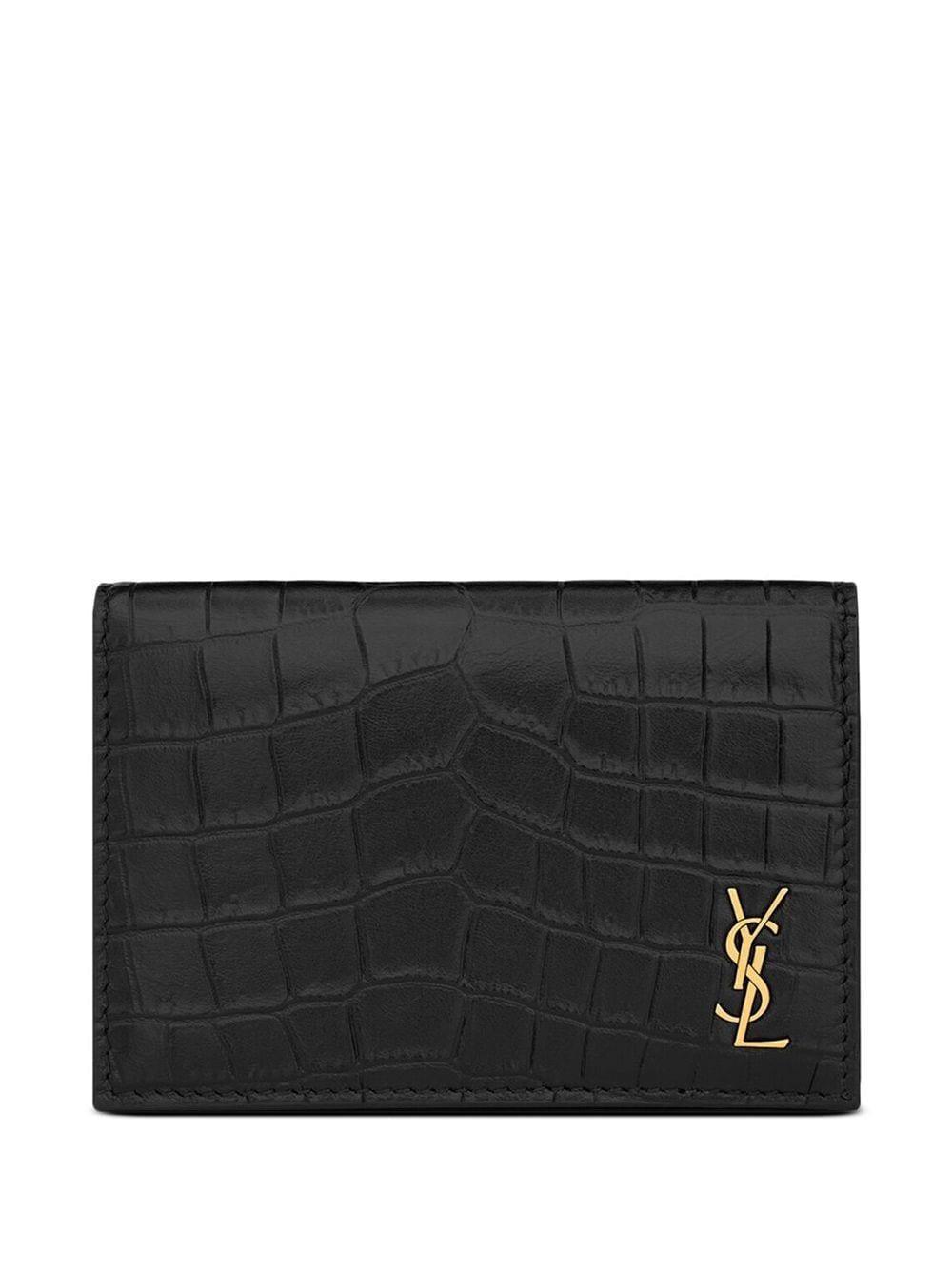 SAINT LAURENT Crocodile Embossed Mini Wallet - SleekGait