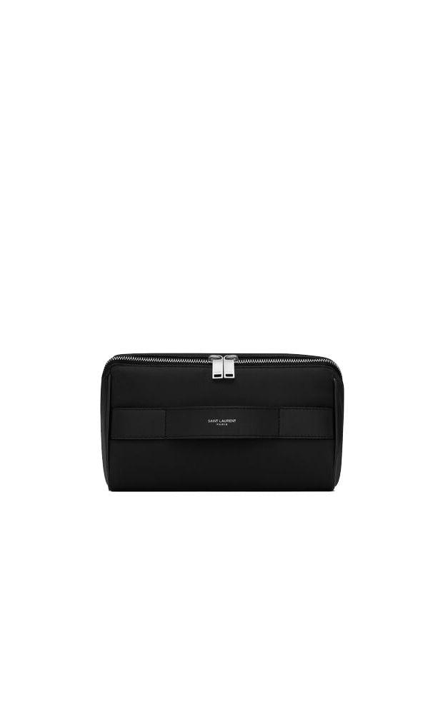 SAINT LAURENT Logo Print Cube Mini Pouch Handbag - SleekGait