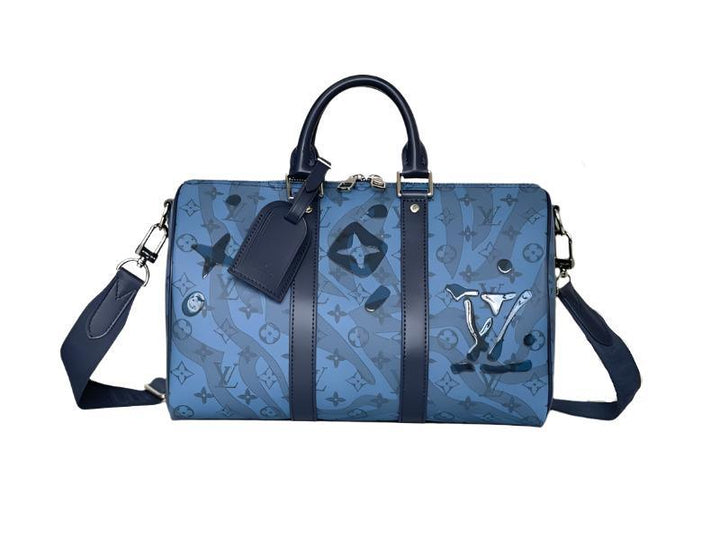 Louis Vuitton Speedy Bandoulière 35 Blue Canvas Handbag