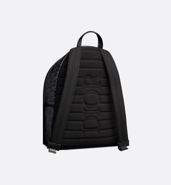 Dior Rider Zipped Backpack Black Coated Cotton Canvas with CD Diamond Print - SleekGait