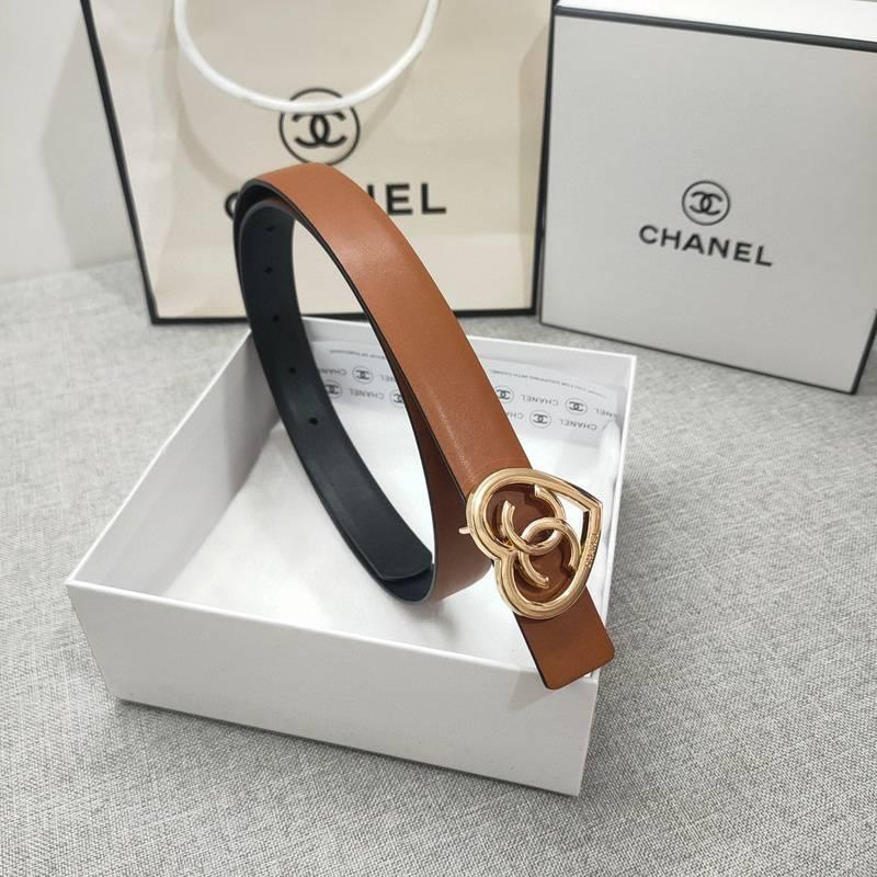 Chanel Calfskin CC Heart Coco In Love Women Belt 'Brown' - SleekGait