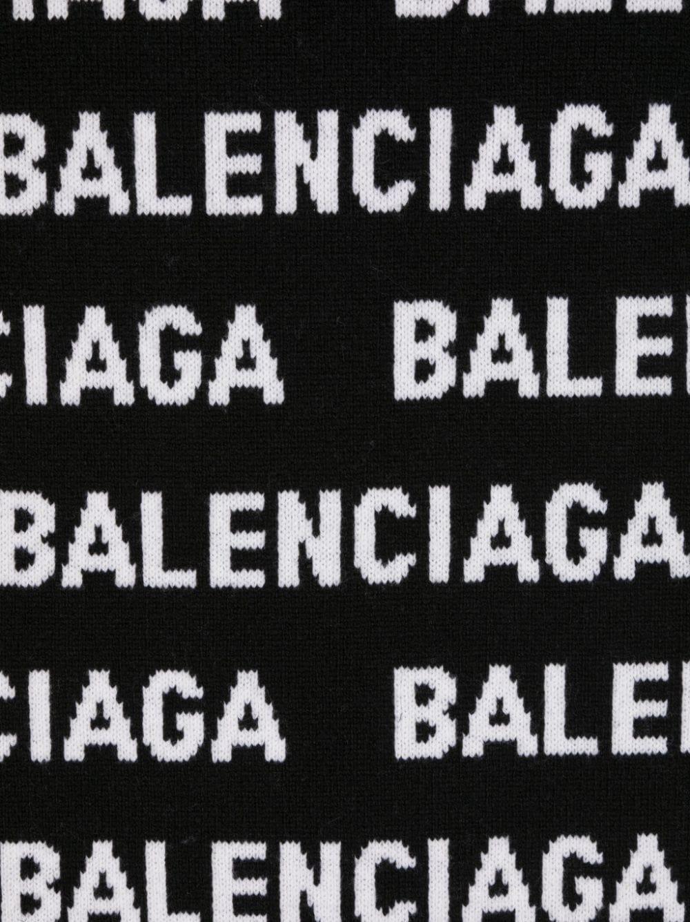 BALENCIAGA Allover Logo Wool Blend Scarf - SleekGait