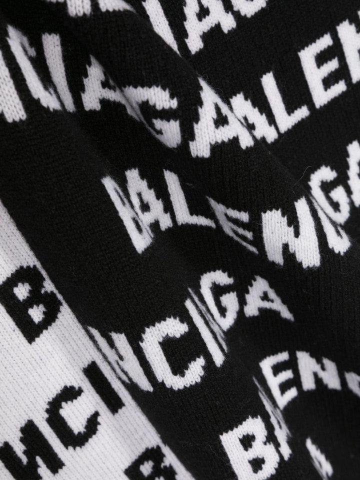 BALENCIAGA Allover Logo Wool Blend Scarf - SleekGait