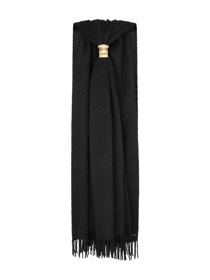 SAINT LAURENT Fringed Wool Blend Scarf - SleekGait