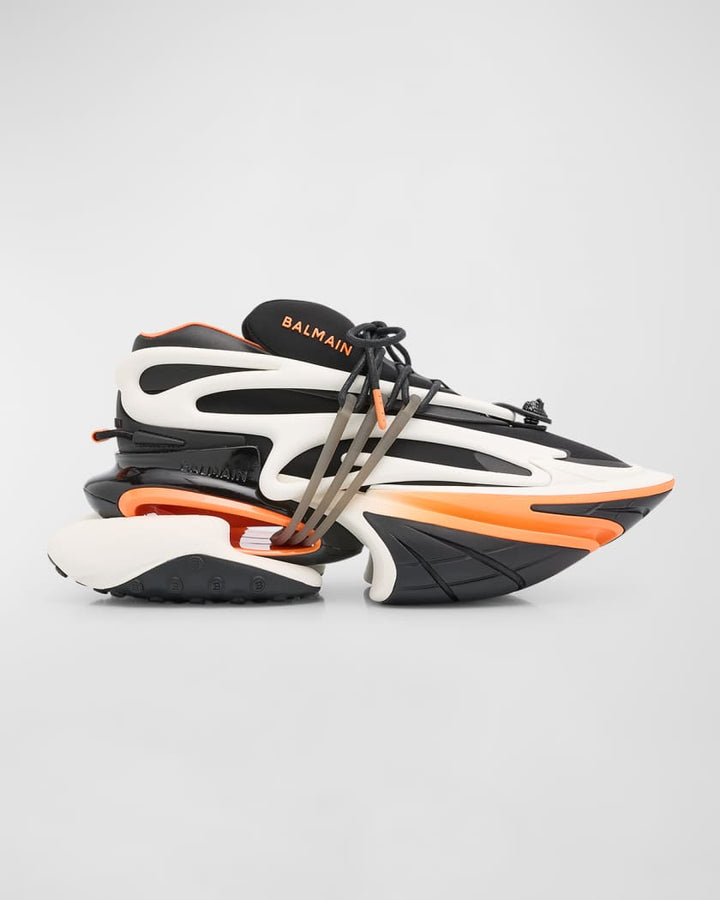 Balmain Men's Unicorn Neoprene and Leather Low-Top Sneakers
