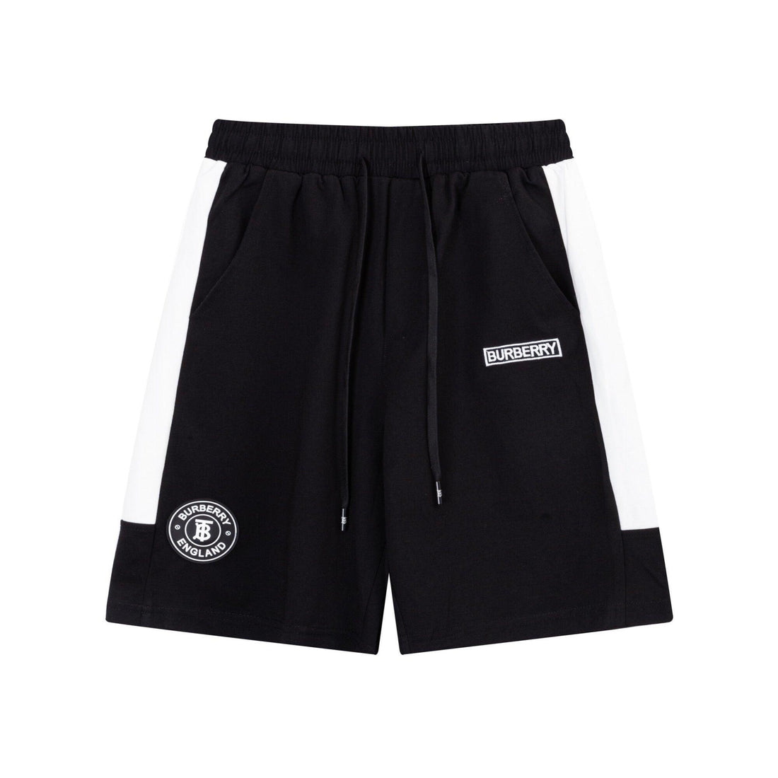 Burberry Men's Striped Cotton Knit Basketball Shorts 'Black/White' - SleekGait