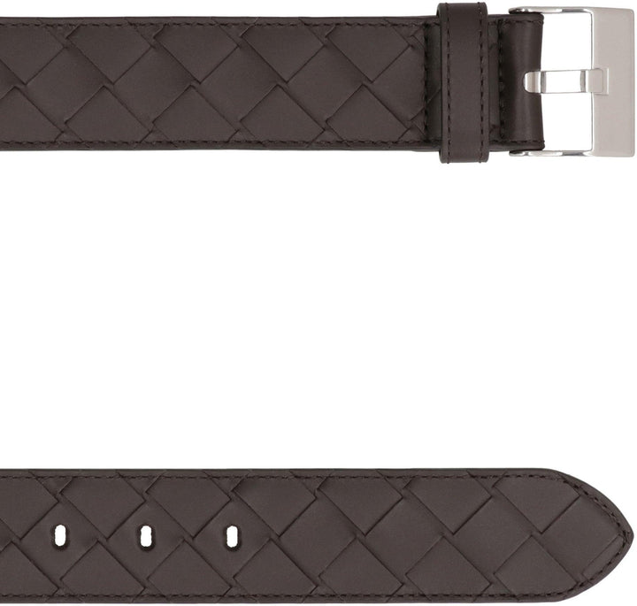 BOTTEGA VENETA Intrecciato Detail Belt with Silver-Tone Buckle - 3.5 cm Width - SleekGait