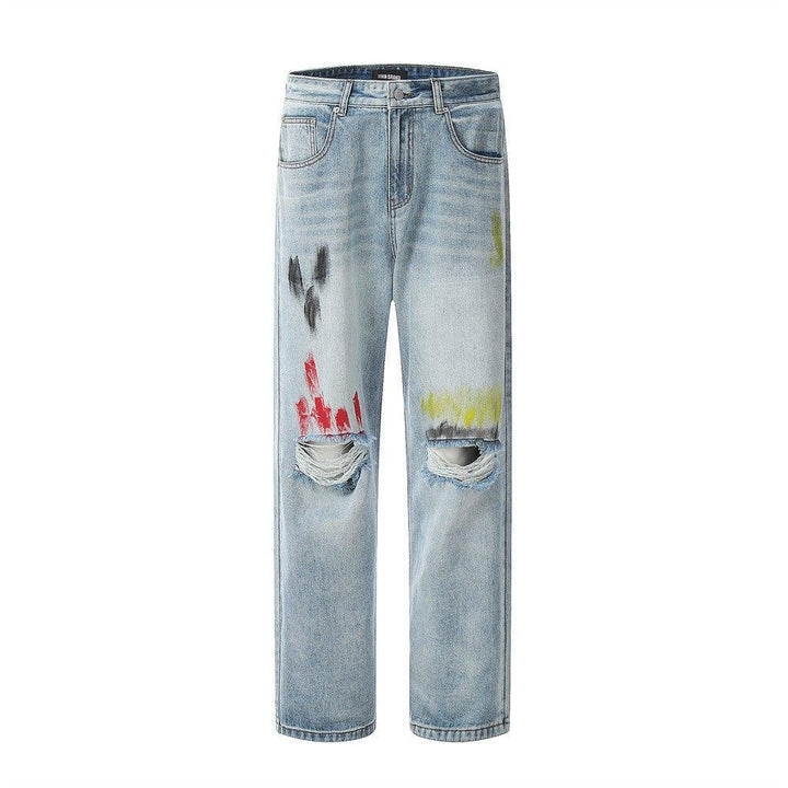 Fashion Personalized Graffiti Ripped Jeans Men - SleekGait