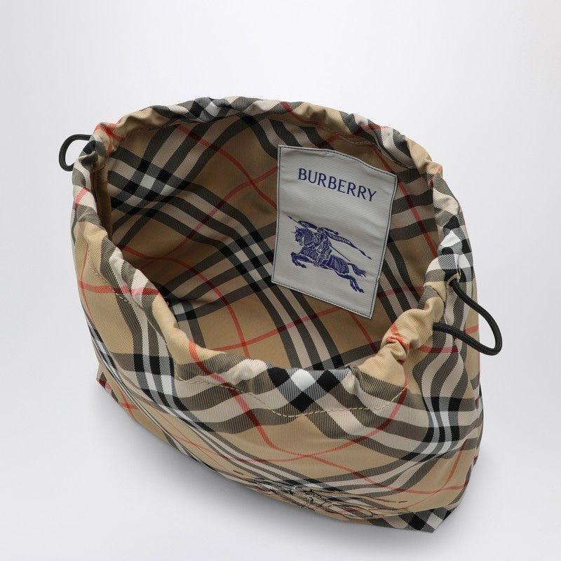 BURBERRY Drawstring Pouch Handbag with Check Pattern - SleekGait