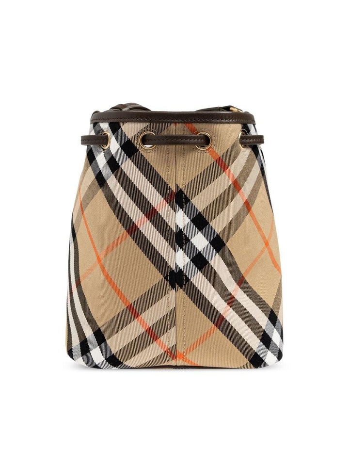 BURBERRY Check Pattern Drawstring Handbag - Small Size - SleekGait