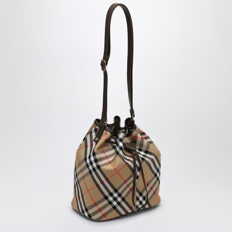 BURBERRY Medium Bucket Handbag with Check Pattern - SleekGait