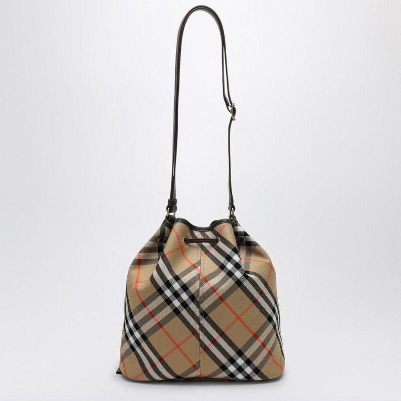 BURBERRY Medium Bucket Handbag with Check Pattern - SleekGait