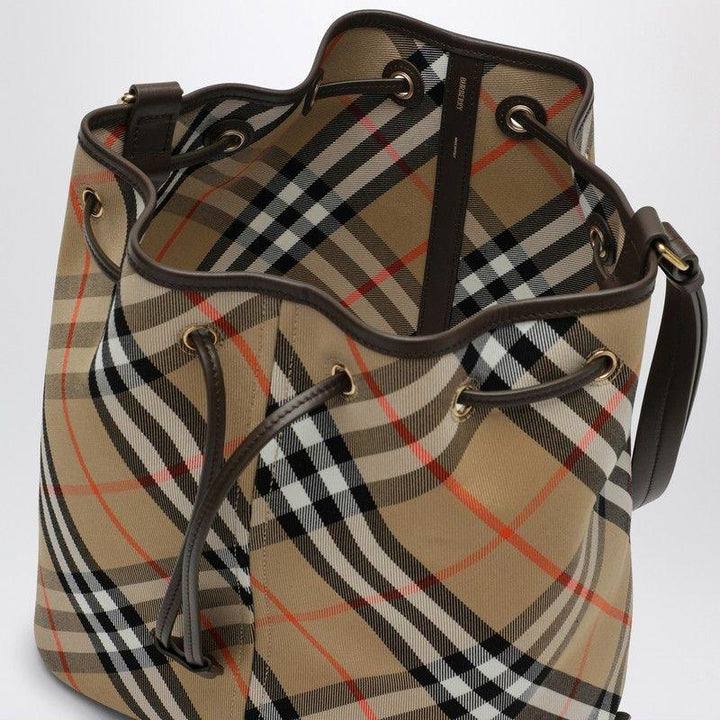 BURBERRY Medium Bucket Handbag with Check Pattern - SleekGait