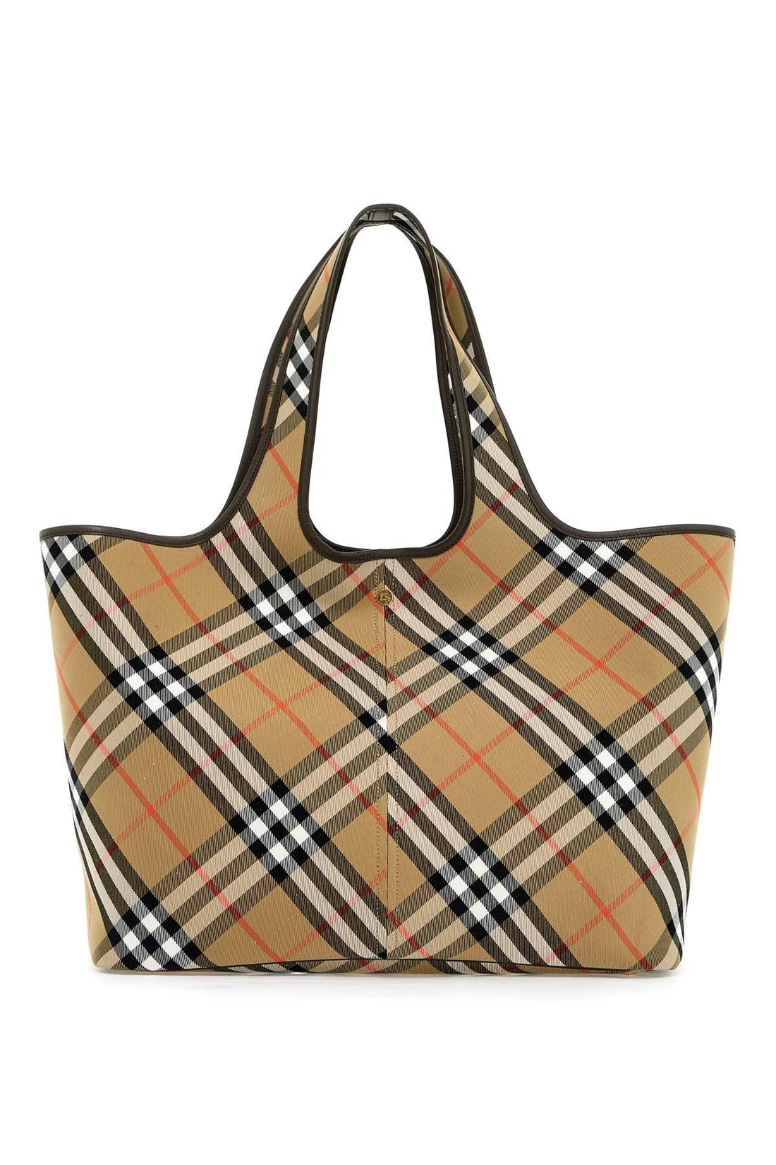 BURBERRY Vintage Check Pattern Leather Handbag with Removable Pouch - SleekGait