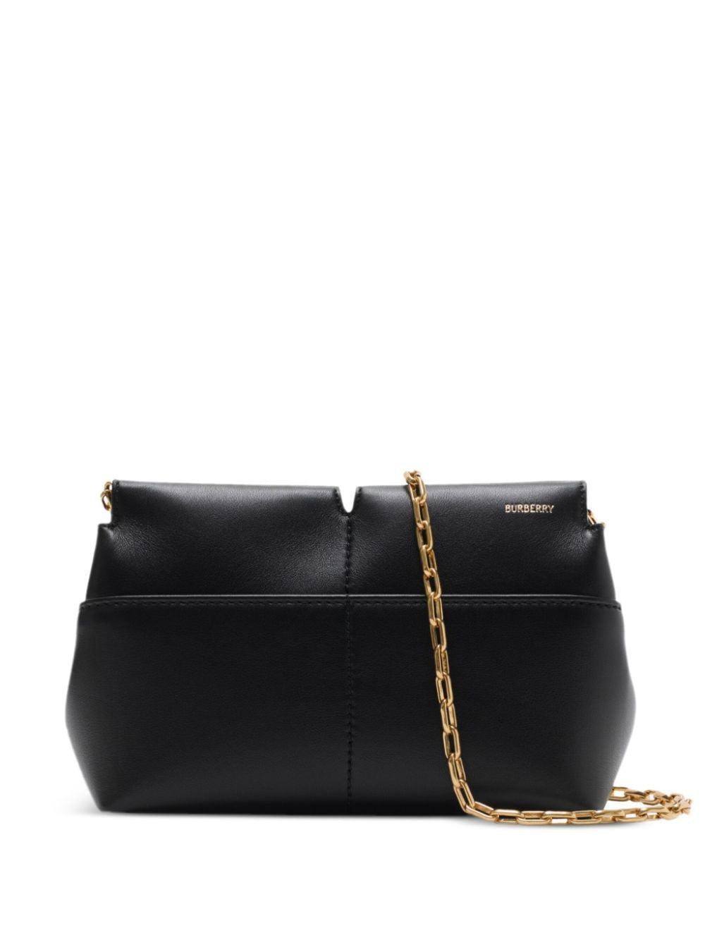 BURBERRY Mini Elegant Chain Clutch Handbag in Black Leather - SleekGait