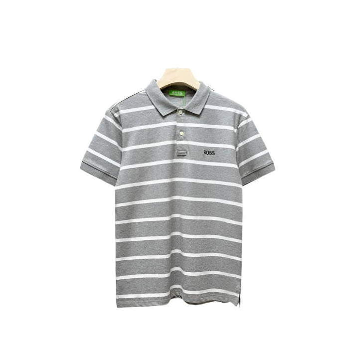 Hugo Boss Grey T-Shirt with Collar - SleekGait