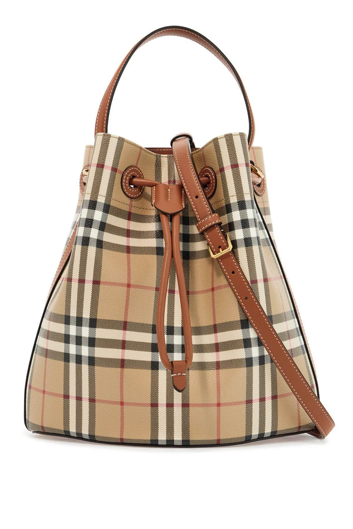 BURBERRY Mini Canvas Check Print Bucket Handbag - SleekGait