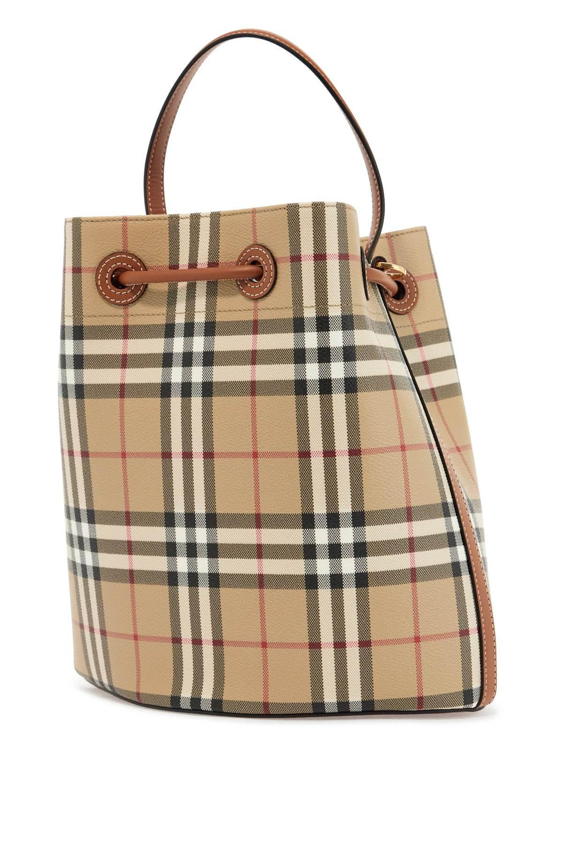 BURBERRY Mini Canvas Check Print Bucket Handbag - SleekGait