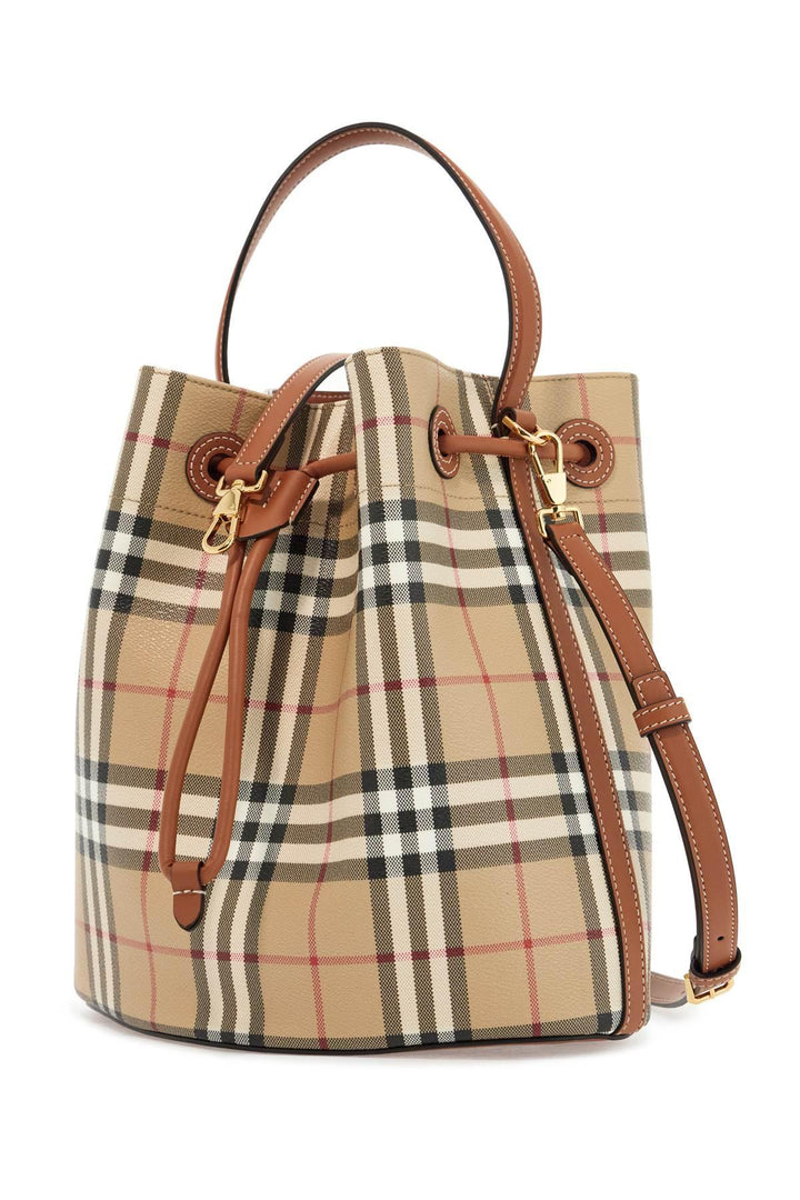 BURBERRY Mini Canvas Check Print Bucket Handbag - SleekGait