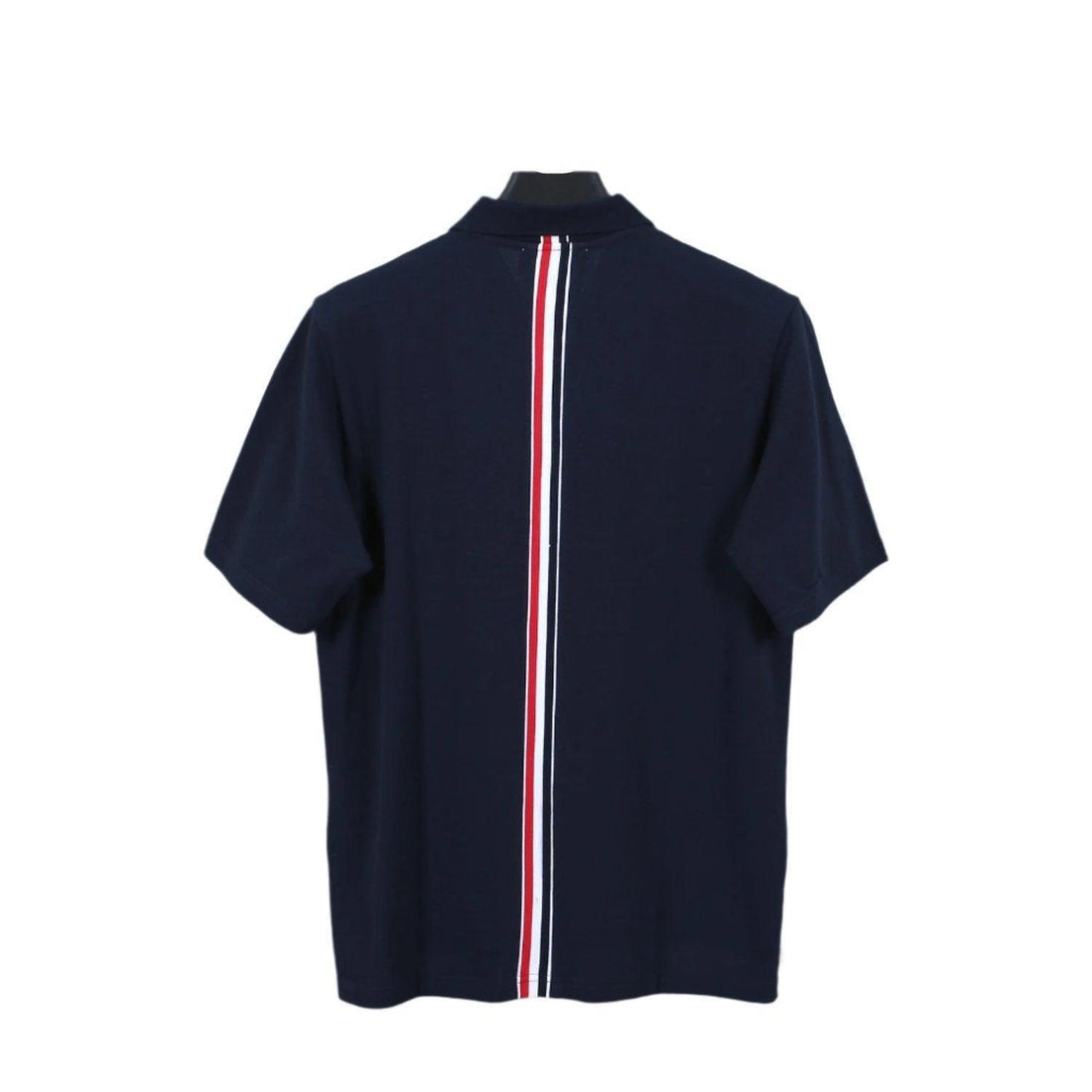 Thom Browne Navy Blue T-Shirt with Collar - SleekGait