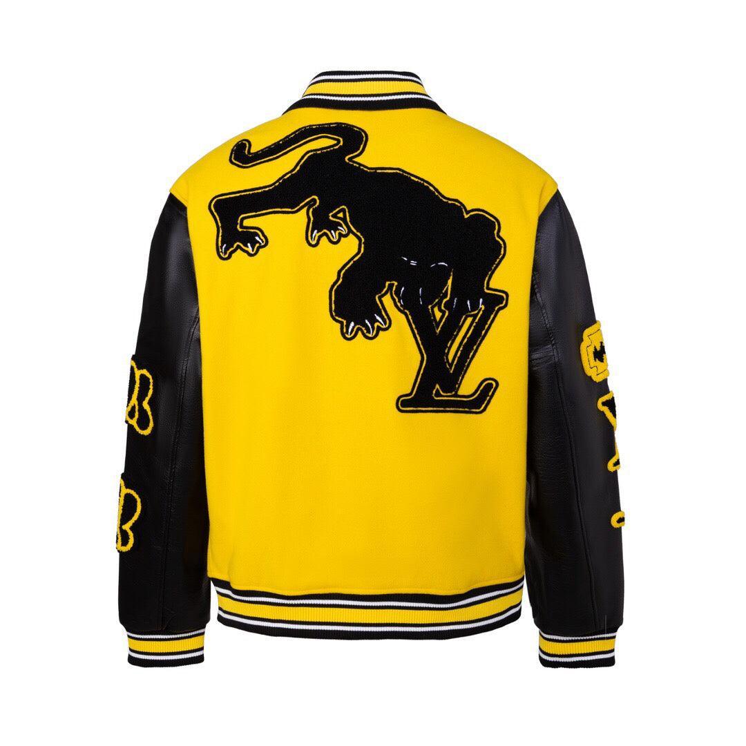 Louis Vuitton Black & Yellow Varsity Jacket - SleekGait