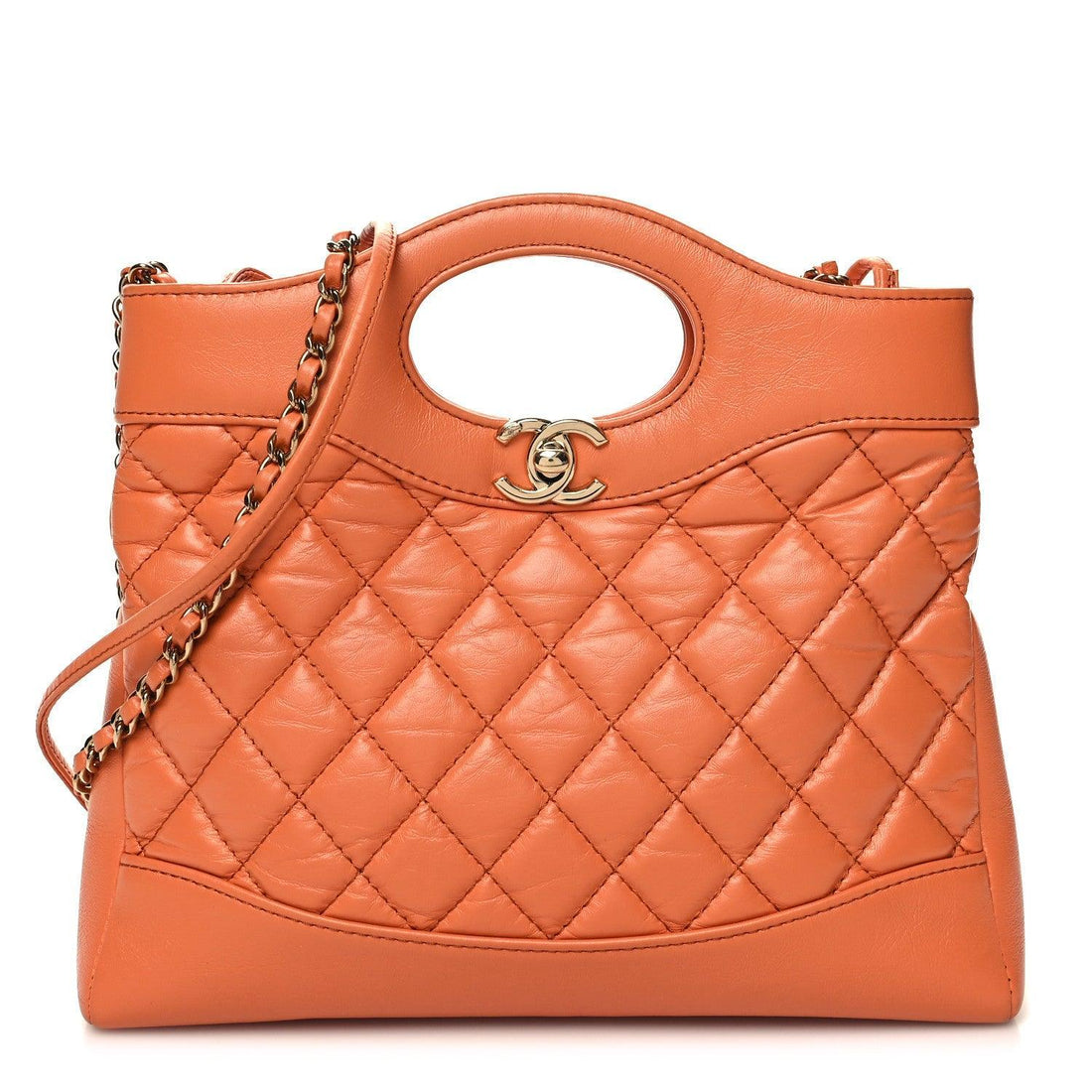 Chanel Shiny Crumpled Calfskin Quilted Mini 31 Shopping Bag - SleekGait