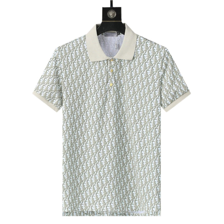 Dior Geometric Green T-Shirt With Collar - SleekGait