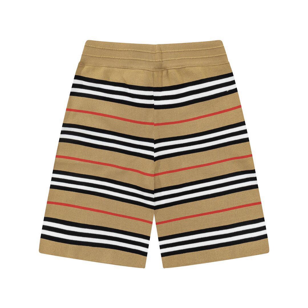 Burberry Men's Striped Cotton Knit Basketball Shorts 'Beige' - SleekGait