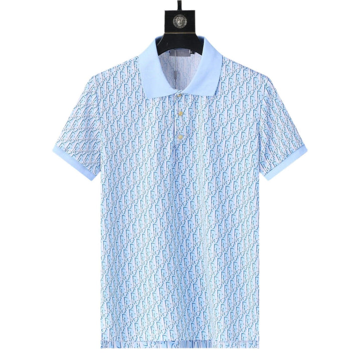 Dior Light Blue T-Shirt With Collar - SleekGait