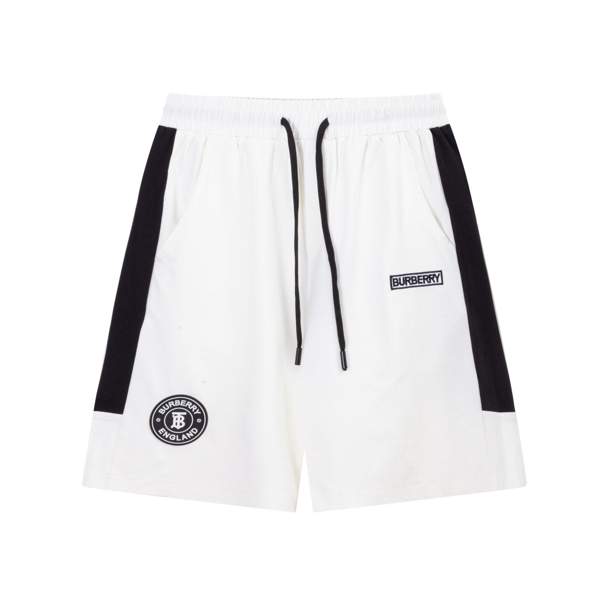 Burberry Men's Striped Cotton Knit Basketball Shorts 'White/Black' - SleekGait