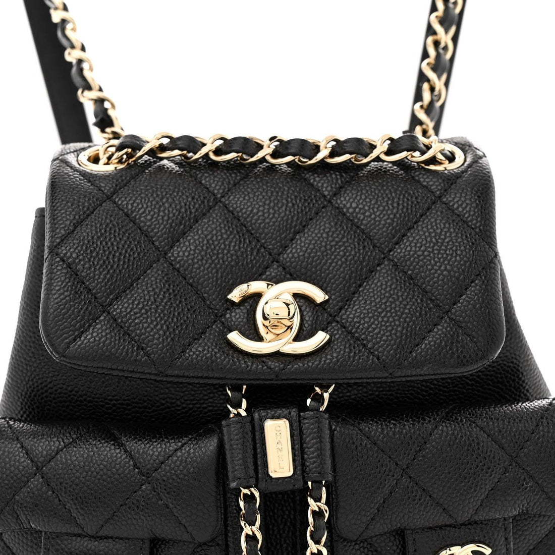 Chanel Shiny Caviar Quilted Small Duma Pockets Drawstring Backpack