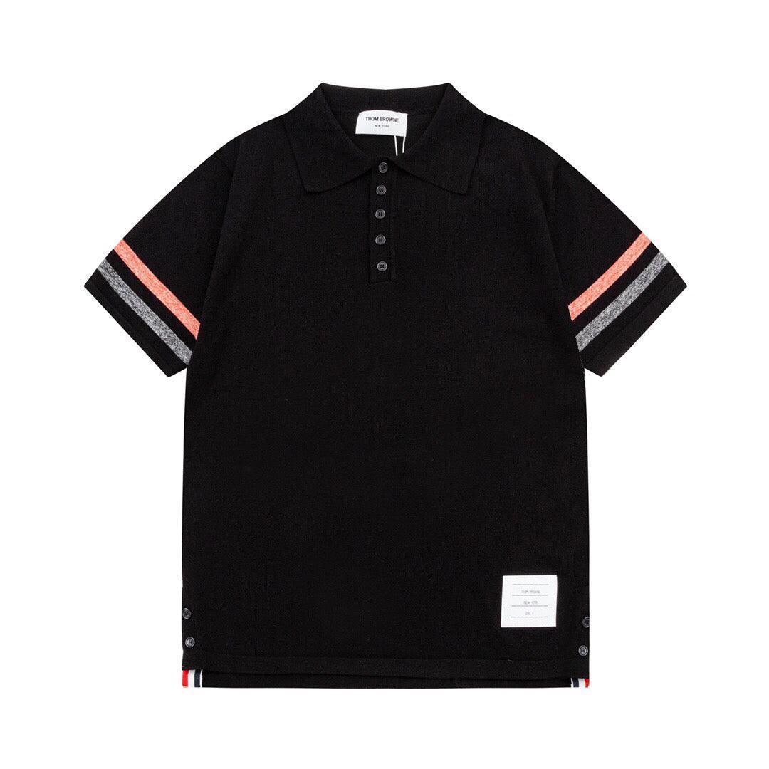 Thom Browne Black T-Shirt with Collar - SleekGait