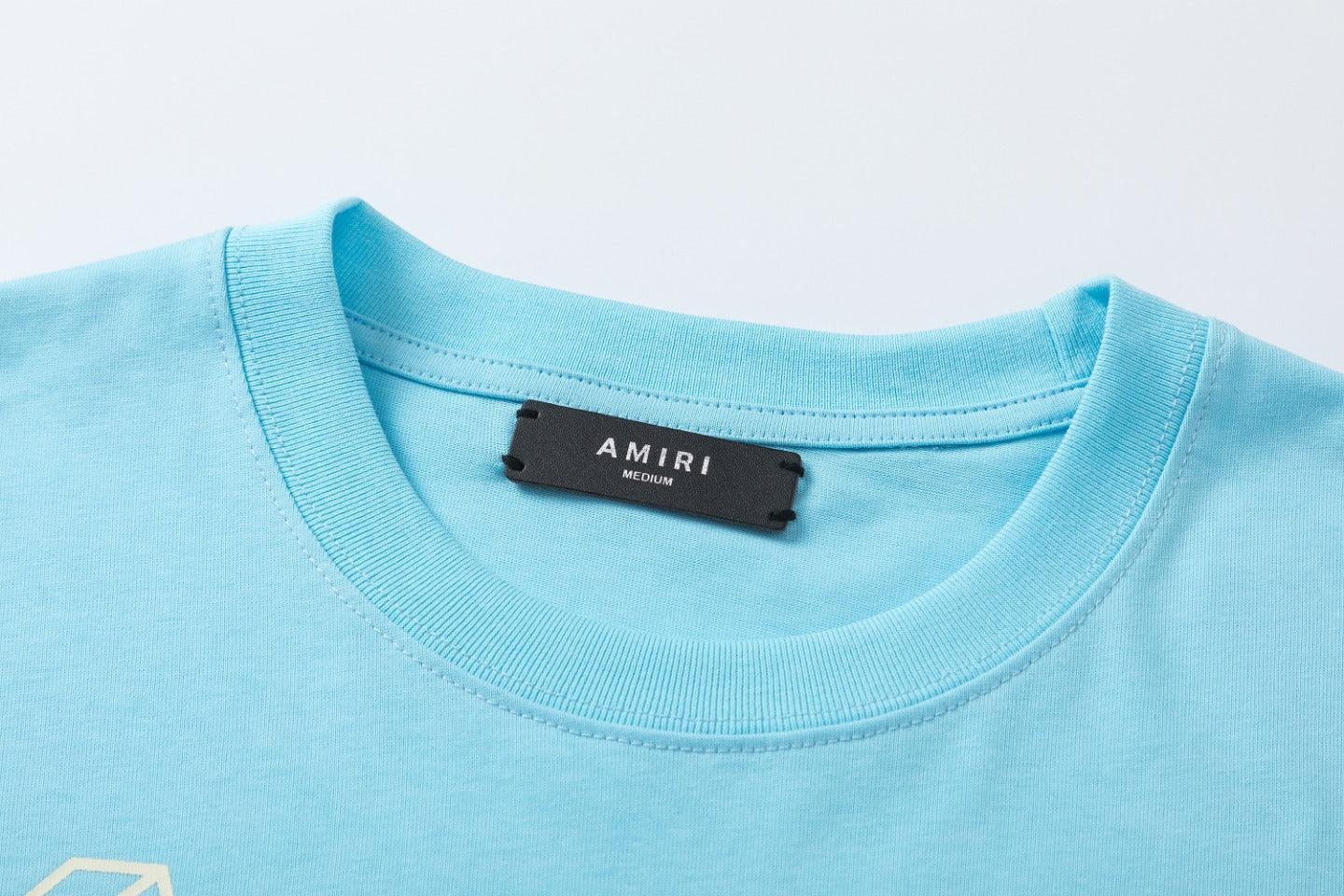 Amiri 23 Blue T-Shirt Without Collar - SleekGait