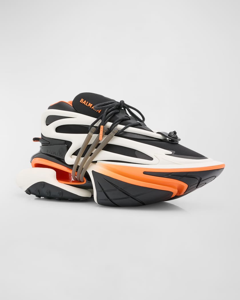 Balmain Men's Unicorn Neoprene and Leather Low-Top Sneakers