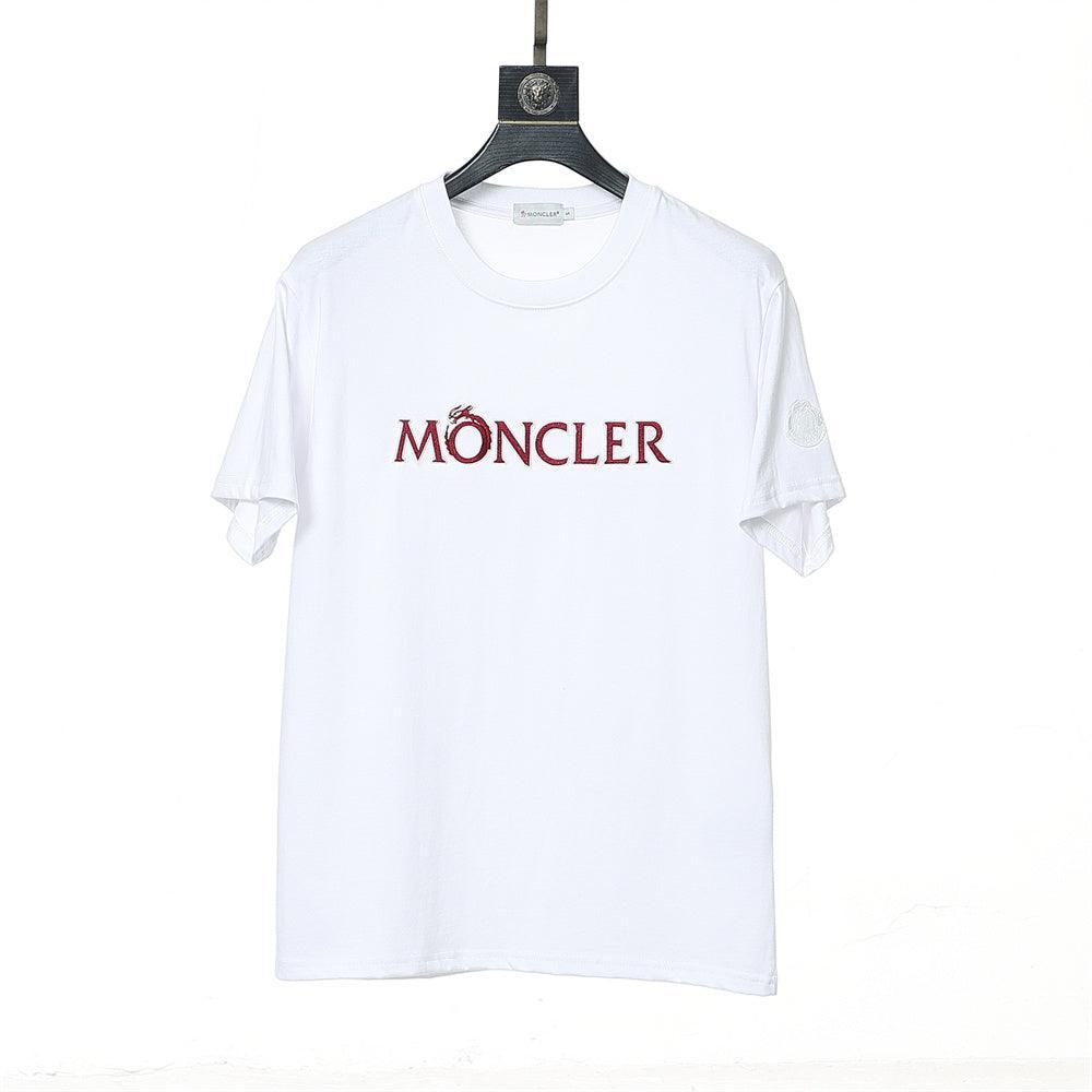 Moncler T-Shirt Without Collar 'White-Red'