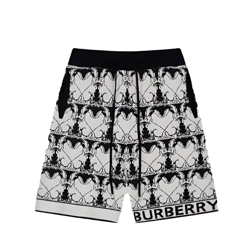 Burberry Men's Striped Cotton Knit Basketball Shorts 'Black/White' - SleekGait