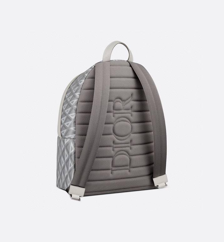 Dior Rider Zipped Backpack Grey Coated Cotton Canvas with CD Diamond Print - SleekGait