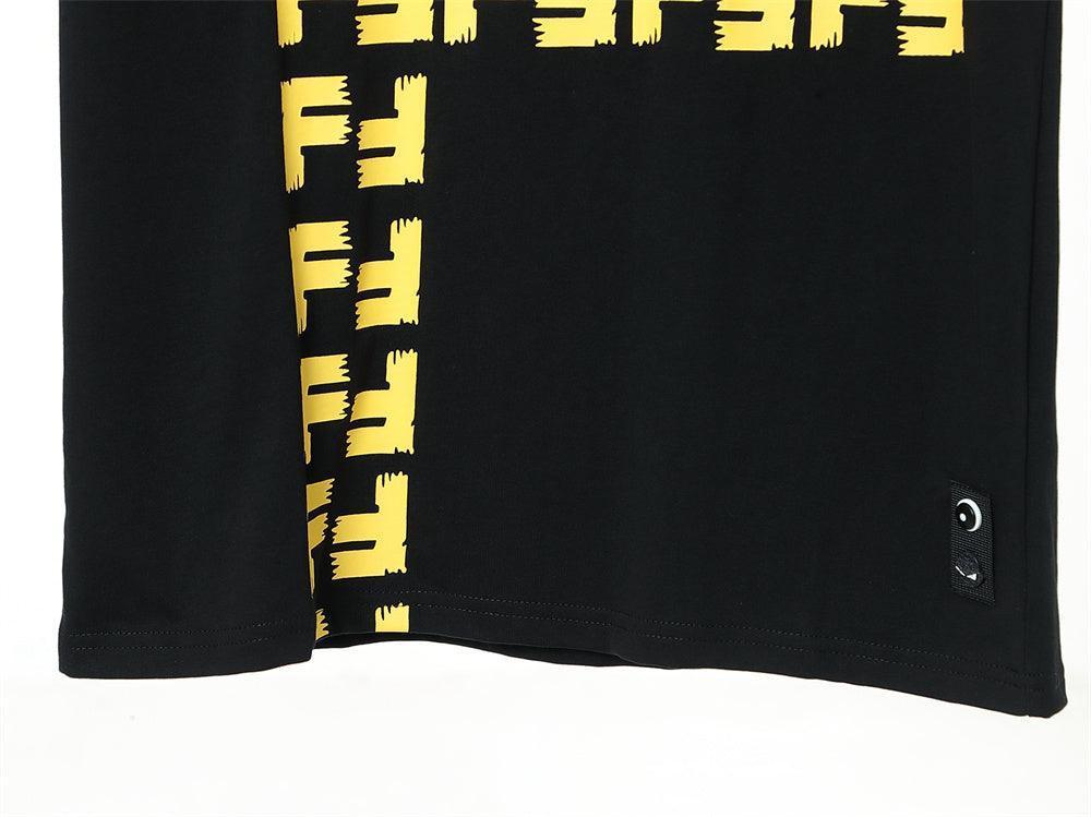 Fendi T-Shirt without Collar 'Black-Yellow' - SleekGait