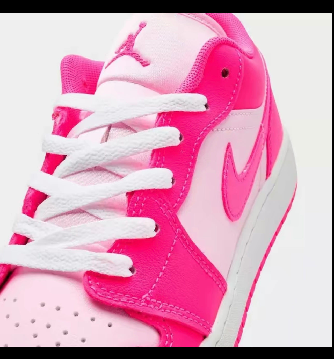 Nike Air Jordan 1 Low Valentine's Day Youth Women's Soft Pink Leather Casual Sneakers for Daily Wear Walk...