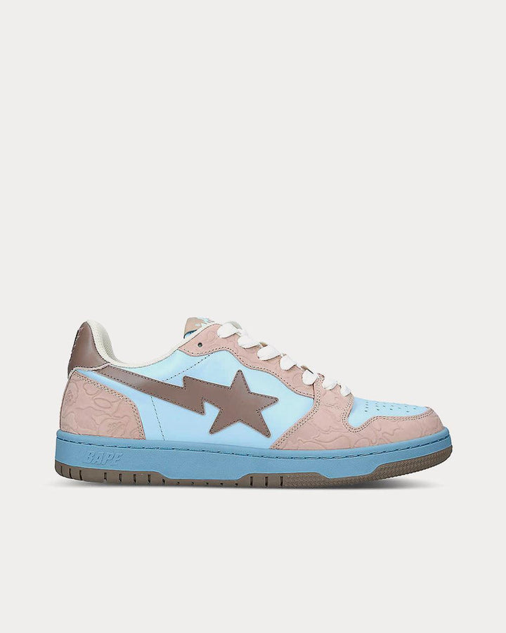 BAPE STA Abstract-Print Pale Blue Low Top Sneakers - SleekGait