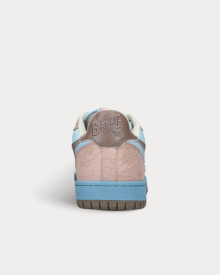 BAPE STA Abstract-Print Pale Blue Low Top Sneakers - SleekGait