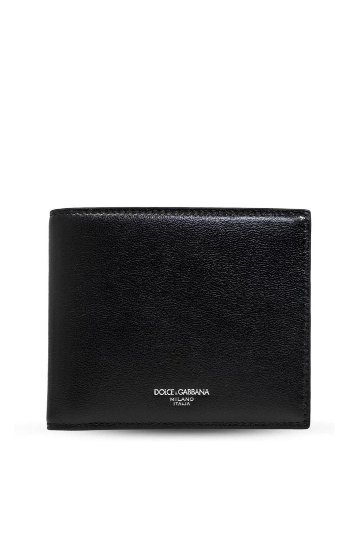 DOLCE & GABBANA Mini Bi-Fold Leather Wallet with Logo - SleekGait