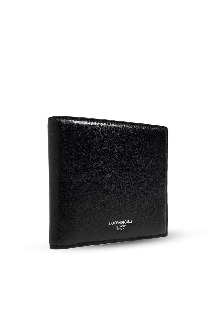 DOLCE & GABBANA Mini Bi-Fold Leather Wallet with Logo - SleekGait