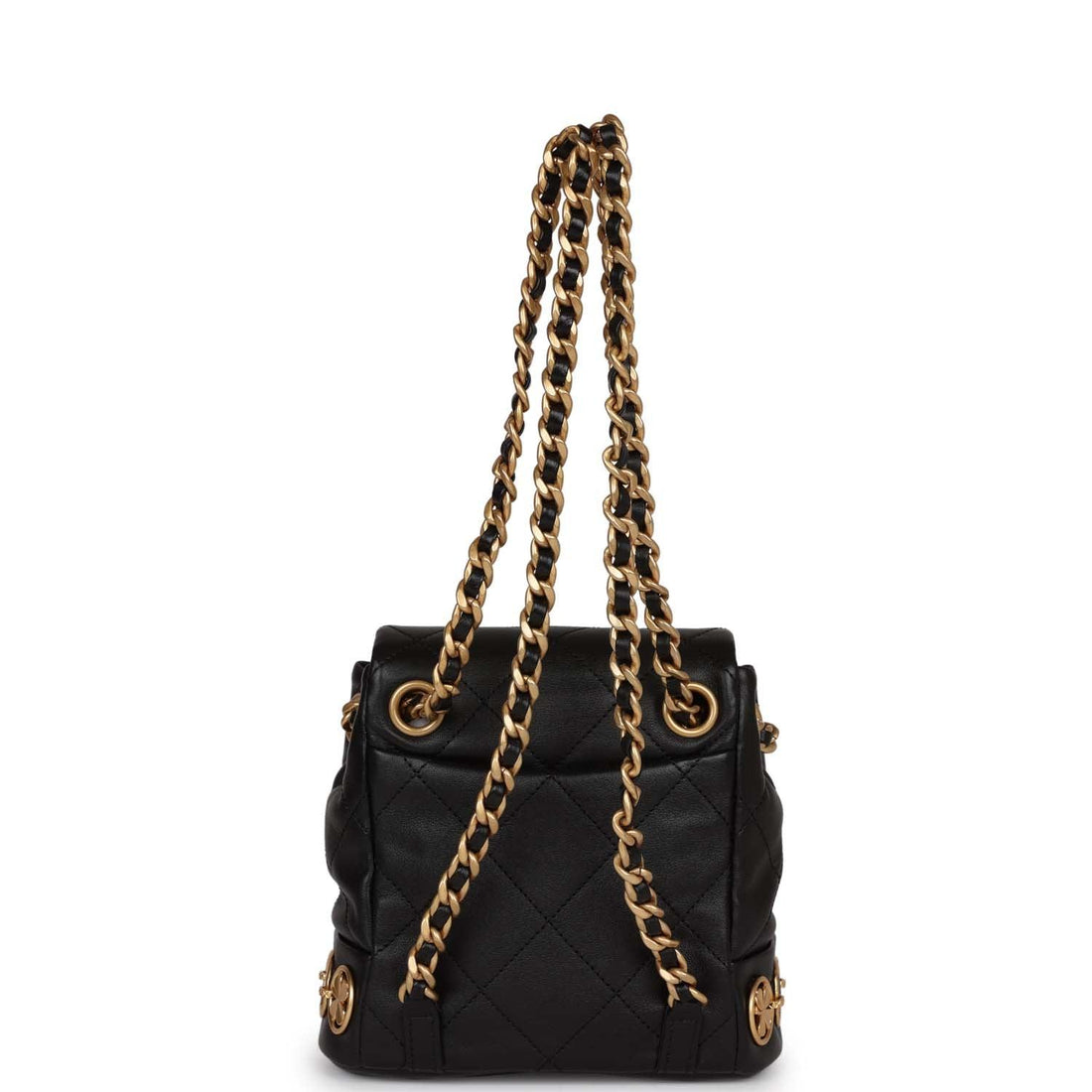 Chanel Small Charm Backpack Black Calfskin Aged Gold Hardware