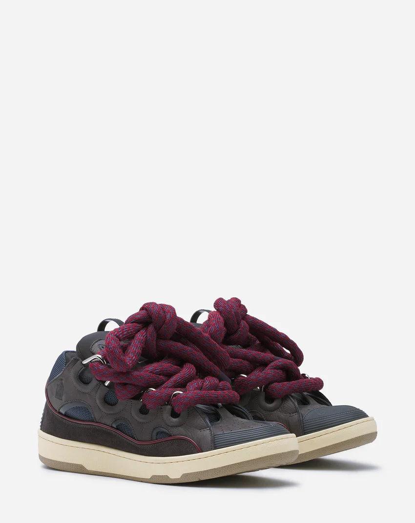 LANVIN CURB SNEAKERS IN LEATHER WITH SNAKE LACES - SleekGait