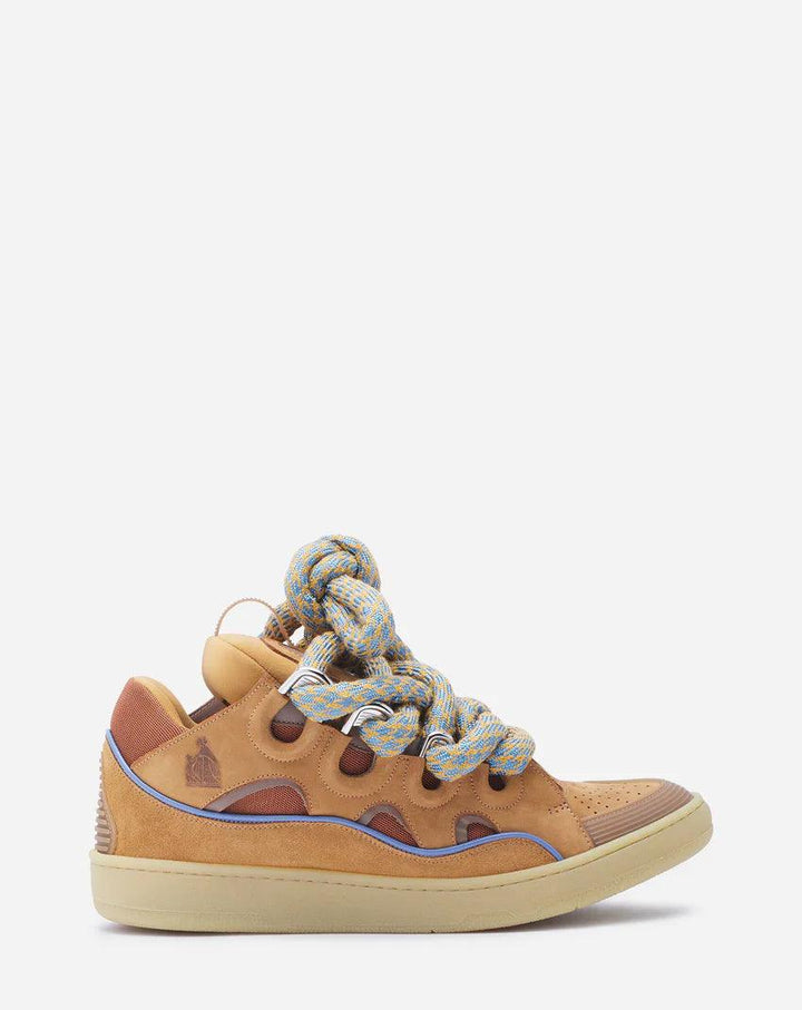 CURB SNEAKERS IN LEATHER WITH SNAKE LACES / CAMEL - SleekGait